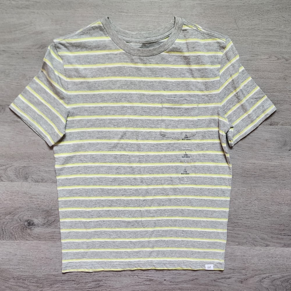 NWT Gap Kids Boy's Short Sleeve Striped Crew Neck Pullover Casual Tee Large 10